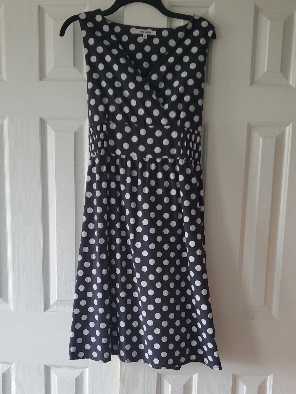 Alice Collins Gray And White Polka Dot Fit & Flare Dress